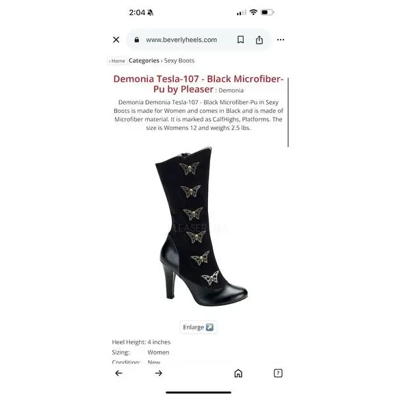 Demonia Women's Steampunk Skull & Butterfly Boots Black Size 6.5 Mid-Calf - Picture 11 of 12